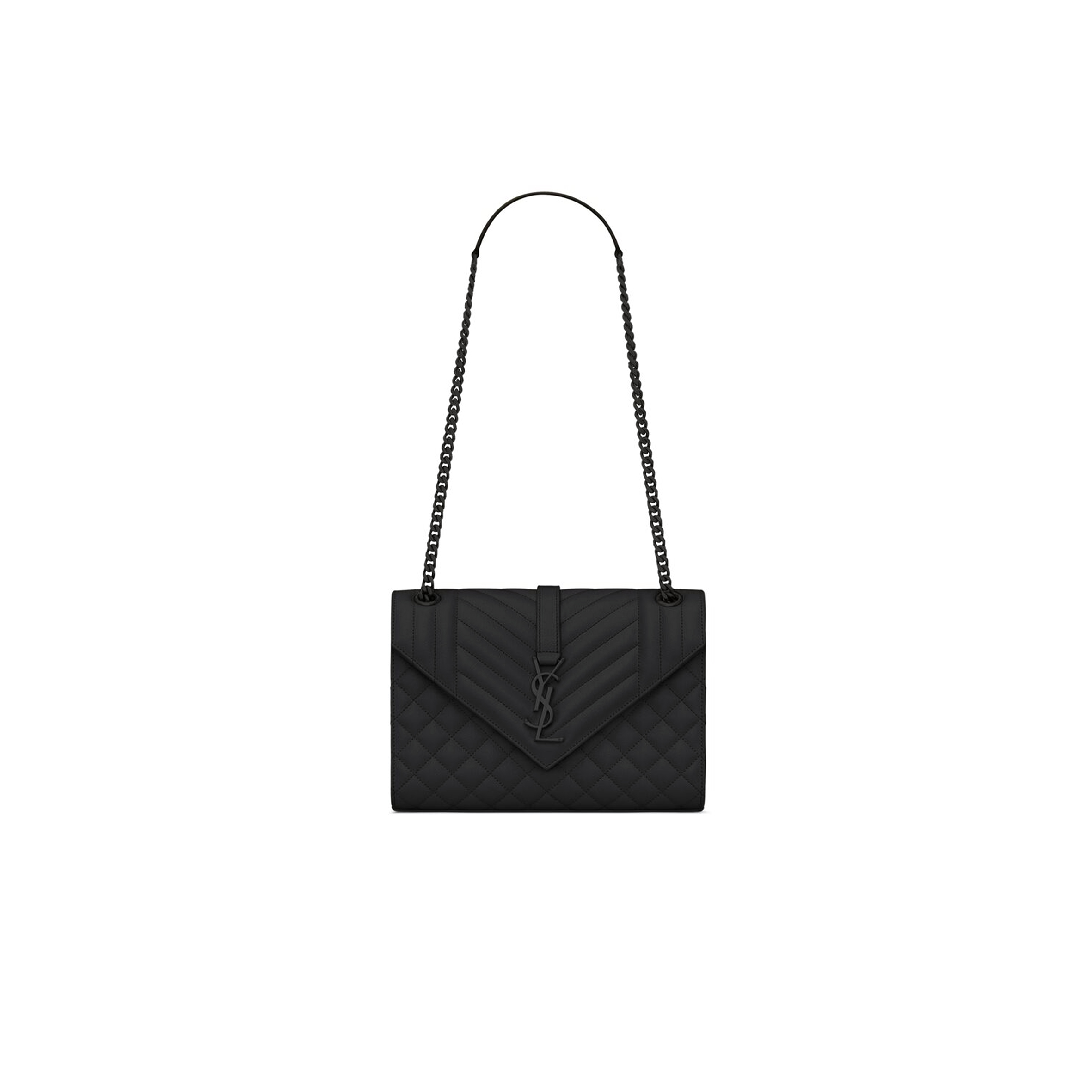 YSL ENVELOPE MEDIUM IN QUILTED GRAIN DE POUDRE EMBOSSED LEATHER 600185BOW981000 (24*17.5*6cm)